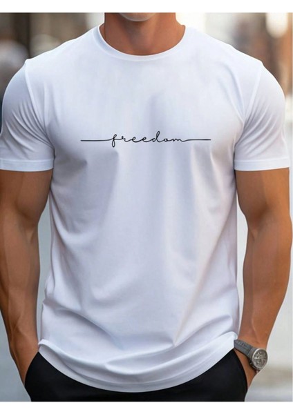 Unisex Freedom Baskılı Oversize T-Shirt