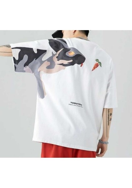 Tasarım Baskılı Unisex Oversize Rahat Kalıp Tshirt