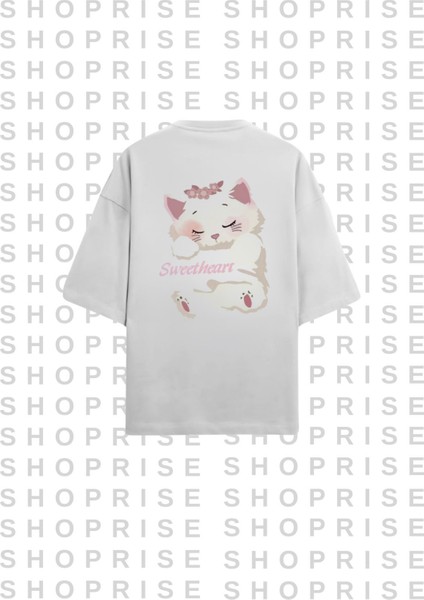 Kedi Baskılı Oversize T-Shirt