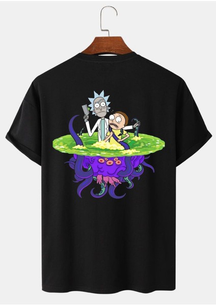 Unisex Rick And Morty Baskılı Ithal T-Shirt %96 Pamuk