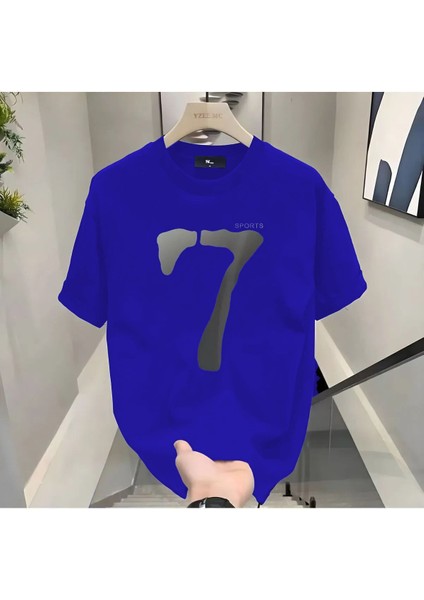 7 Sport Baskılı Siyah Erkek Tshirt