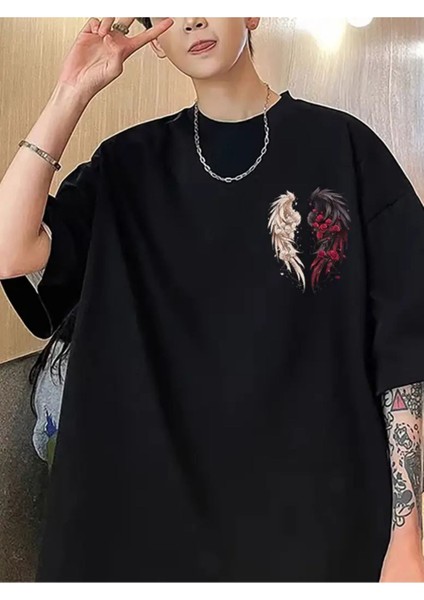 Trend Vintage Esintili Gül&kanat Baskılı Oversize Unisex T-Shirt fiyatları