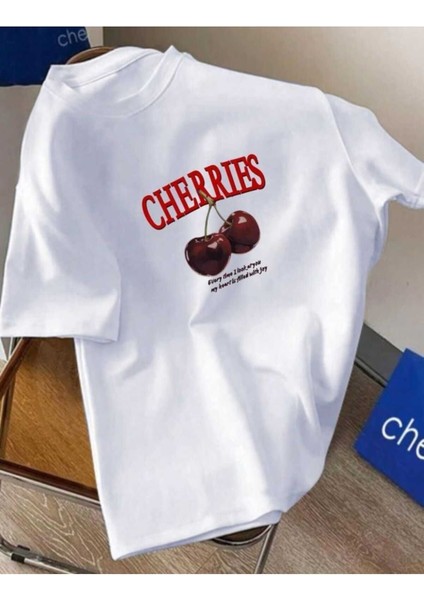 Red Cherry Bomb Oversize Unisex Tshirt