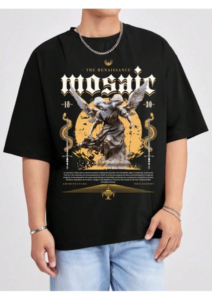 Unisex Oversize Baskılı Tshirt Siyah