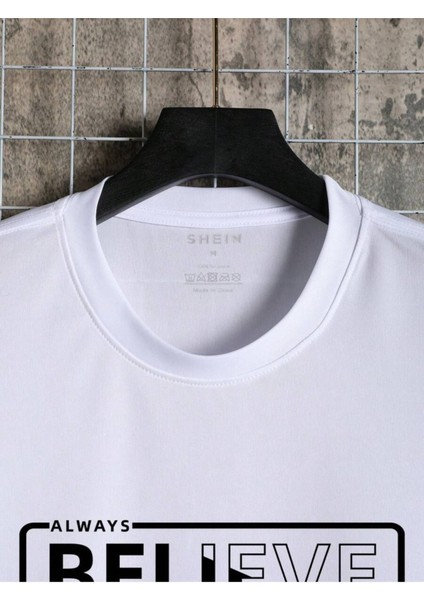 Bisiklet Yaka Believe Printed %100 Pamuk A++ Oversize T-Shirt