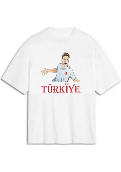 Kırmızı Beyaz Türkiye Milli Takım Taraftarı Baskılı Unisex Oversize Yeni Sezon Tshirt