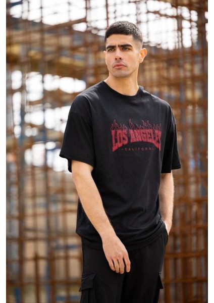 Erkek Los Angeles Baskılı Bisiklet Yaka Tshirt fiyatları