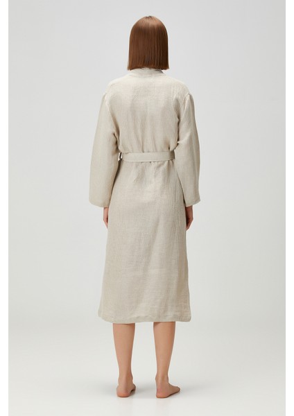 Linen Waffle Bornoz Bej fırsatları