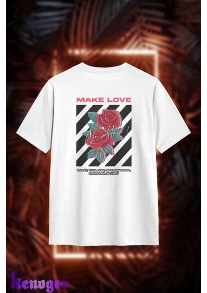 Unisex Oversize - Make Love Baskılı T-Shirt fiyatları