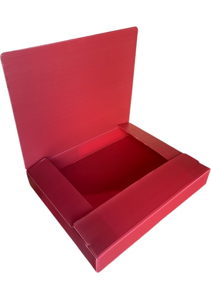 Plastik Arşiv Klasörü ve Proje Dosyası Reçete Kutusu Kan Için 29X5X36CM Kırmızı