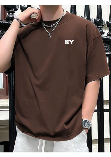 Unisex Ny Baskılı Oversize T-Shirt