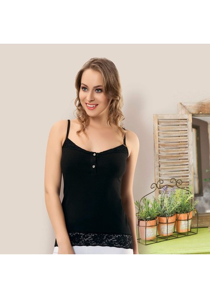 Derya Kurşun Ince Askılı Dantelli Kadın Atlet 168