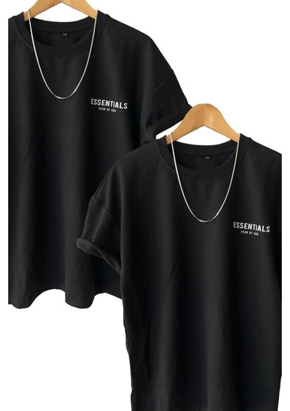 2'li Siyah Erkek Baskılı Bisiklet Yaka Kısa Kollu T-Shirt