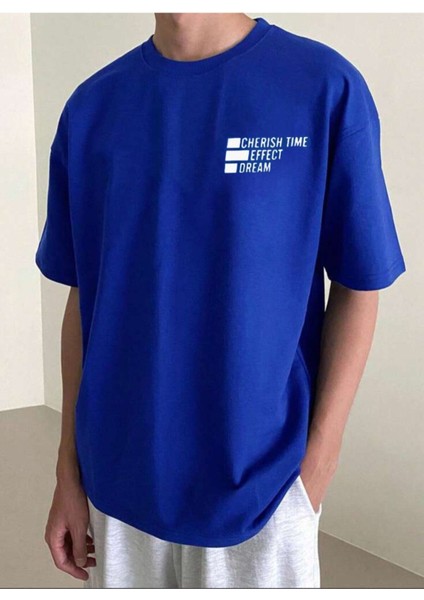 Unisex Cheris Time Baskılı Oversize T-Shirt