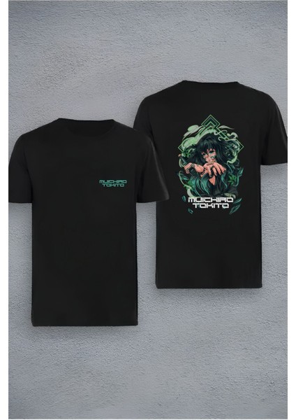 Demon Slayer: Kimetsu No Muichiro Tokito Unisex Tasarım Baskılı Oversized Anime %100 Pamuk T-Shirt modelleri