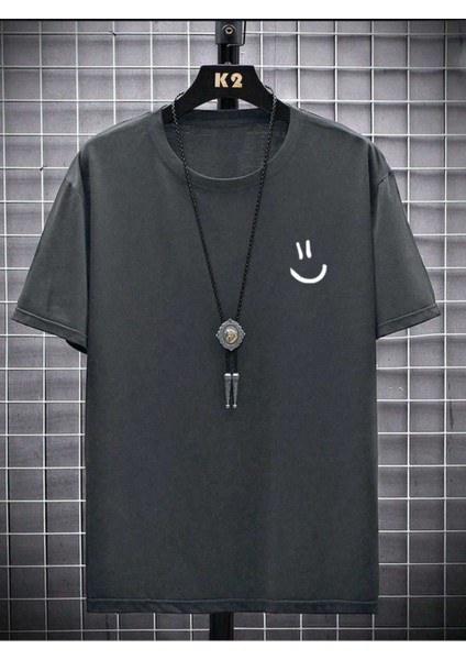 Unisex Gülücük Baskılı Oversize T-Shirt