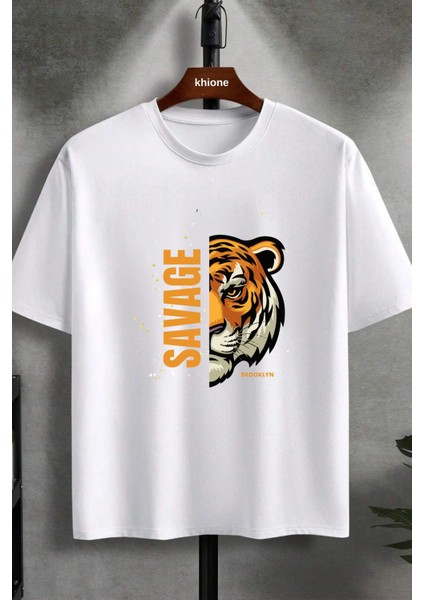 Unisex Savage Baskılı %100 Pamuk T-Shirt