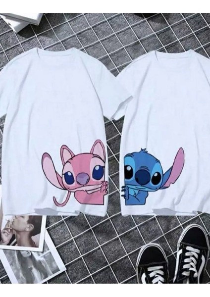 2 Li Çift Sevgililer Günü Özel Tasarımlı Hediye Doğum Günü Kombin Unisex Oversize Tişört T-Shirt