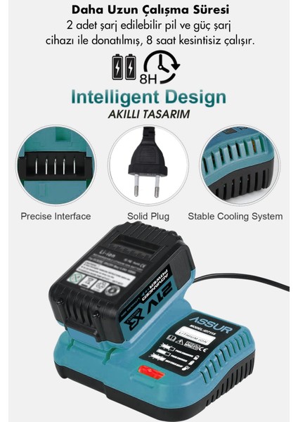 21V Çift Akülü Taşlama + Somun Sıkma Sökme 2'li Set