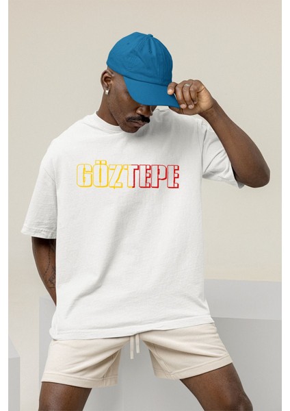 Göztepe Ön ve Sırt Baskılı Beyaz Oversize Unisex Tshirt