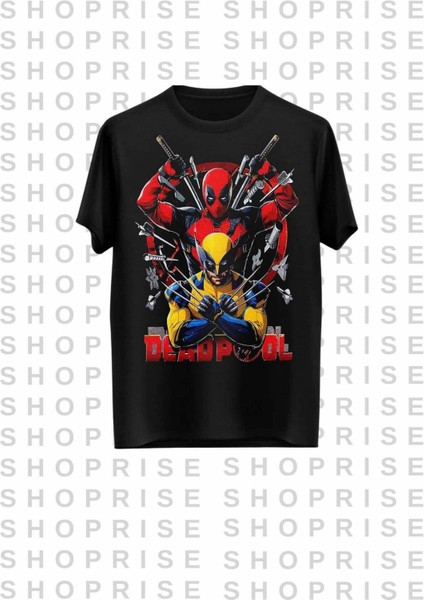 Deadpool ve Wolverine Baskılı Oversize T-Shirt