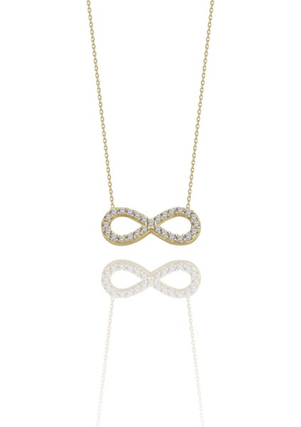 Minik Klasik Tek Sonsuzluk Çok Şık 14 Ayar Altın Kolye