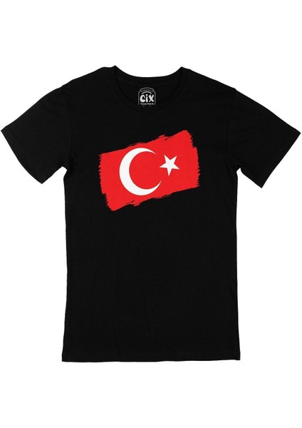 Sc Plus Dikdörtgen Türk Bayraklı Siyah Tişört