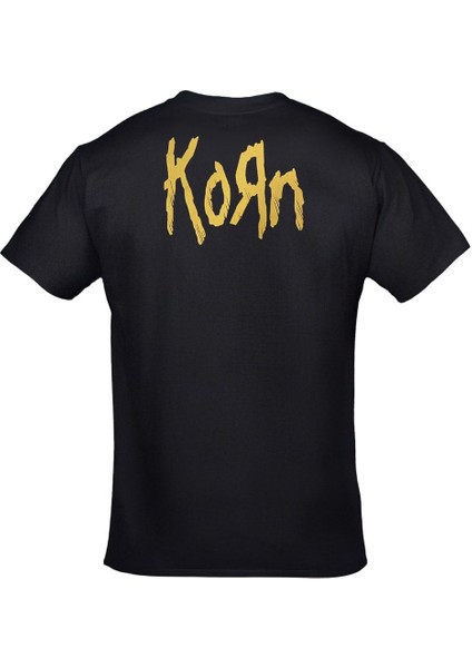 Korn Ön Arka Baskılı Unisex Siyah Tshirt fiyatları