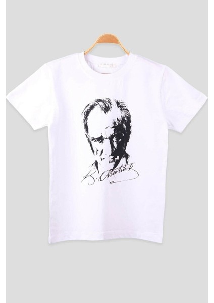 Beyaz Atatürk Baskılı T-Shirt / Atatürk Baskılı Kısa Kol / Atatürk