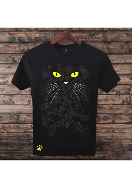 Eskitme Zemin Kedi Tişört (Kedili Baskılı Tişört)