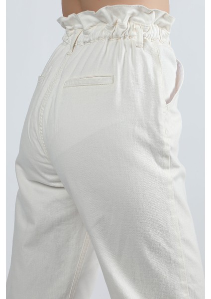 Beli Fırfırlı Baggy Pantolon Bej