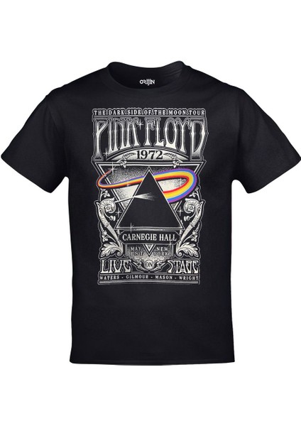 Unisex Siyah Pink Floyd Carnegie Hall Baskılı Tshirt