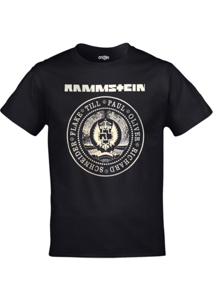 Unisex Siyah Rammstein Baskılı Tshirt