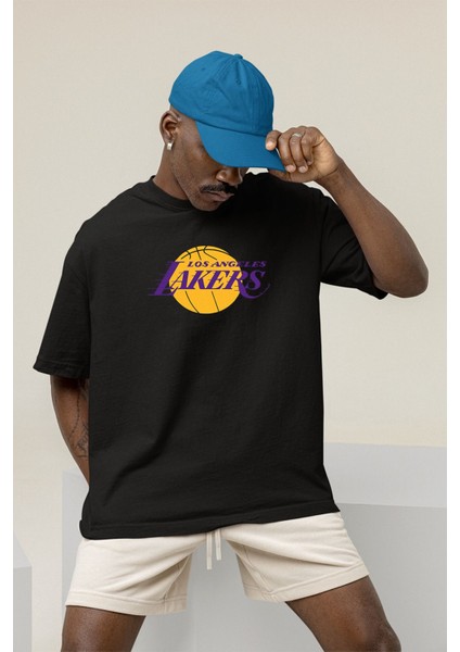 Kobe Bryant Los Angeles Lakers Baskılı Siyah Oversize Unisex Tshirt