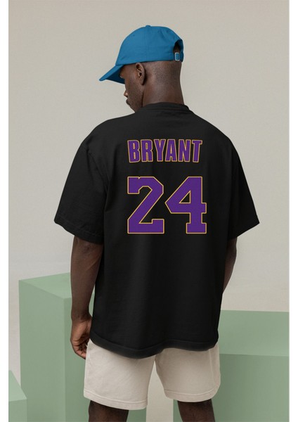 Kobe Bryant Los Angeles Lakers Baskılı Siyah Oversize Unisex Tshirt