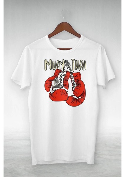 Unisex Muay Thai Boks Eldiven Baskılı Kısa Kol %100 Pamuk T-Shirt
