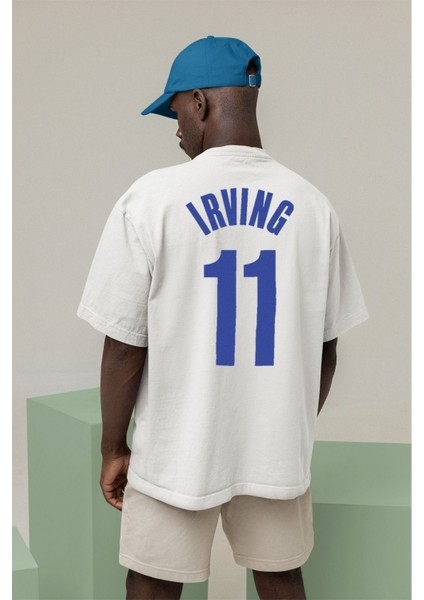 Kyrie Irving Dallas Mavercks Baskılı Beyaz Oversize Unisex Tshirt fiyatları