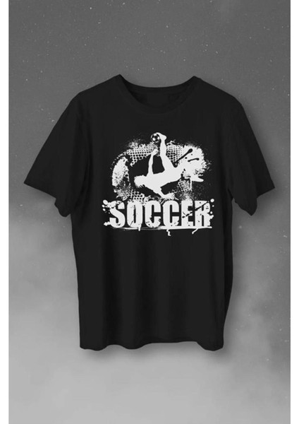 Unisex Tasarım Soccer Baskılı Oversize %100 Pamuk T-Shirt