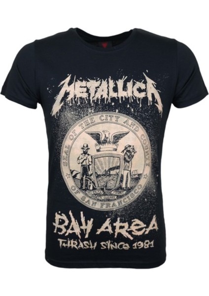 Metallica Bay Area Thrash Since 1981 Metal Band Baskılı Penye Tişört