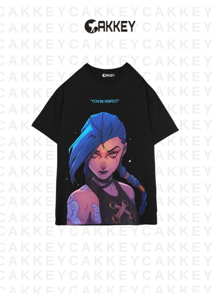 Arcane Unisex Lol Jinx Baskılı Oversize T-Shirt