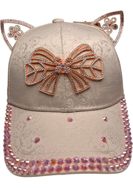 Spteks Kitti 4-8 Yaş Kız Çocuk Açık Pembe Renk Taşlı Desenli Yazlık Kep Şapka fiyatları