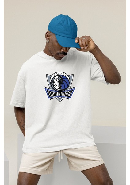 Kyrie Irving Dallas Mavercks Baskılı Beyaz Oversize Unisex Tshirt