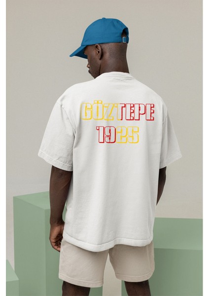 Göztepe Atatürk Ön ve Sırt Baskılı Beyaz Oversize Unisex Tshirt fiyatları