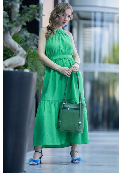 Sophia Yeşil Hakiki Deri Kadın El Omuz ve Sırt Çantası fırsatları