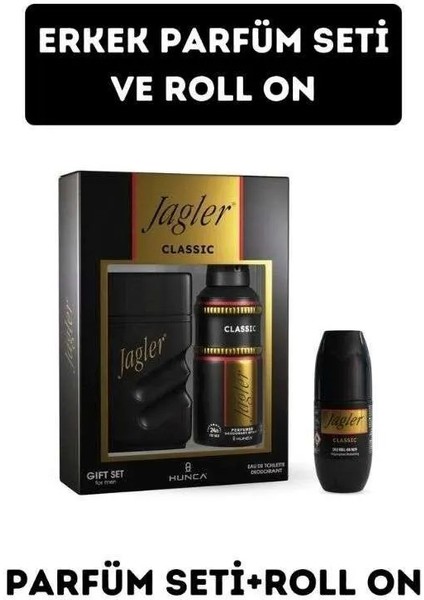 Klasik Erkek Parfüm 90 ml PARFÜM + 150 ml Deodorant + 50 ml Roll