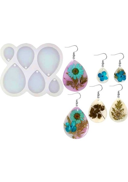 Silikon Epoksi 6 Lı Damla Küpe Kolye Kalıbı