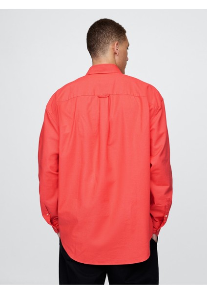 Erkek Turuncu Desenli Oxford Big Gömlek fırsatları