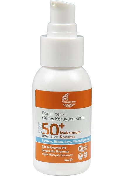 Doğal Içerikli Bebek Çocuk ve Yetişkin Güneş Kremi Leke Karşıtı Vegan Uva Uvb 50 Spf Tüm Ciltler