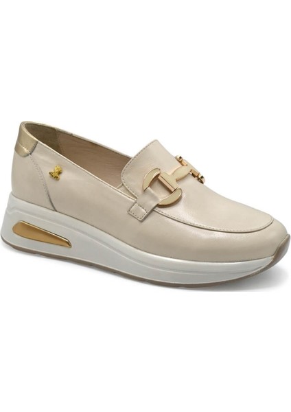 Kadın Airflow Gold Tokalı Deri Loafer Bej 2216647Y