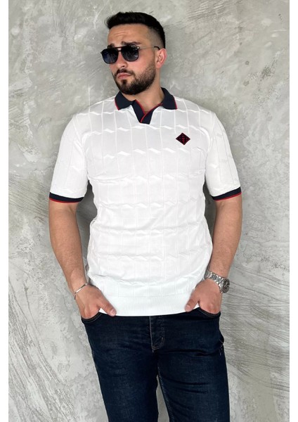 Polo Yaka Desenli Triko Tişört P-00017162